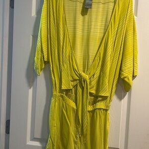 Vince Camuto Lime Striped Swim Cover-Up